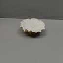 NIKKY HOME Small Vintage Ring Holder Jewelry Dish, Flower Shaped Trinket Display Decorative Metal Tray Classy Birthday Christmas Gifts for Women Girls, White