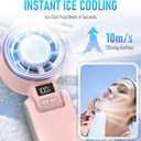 PlayHot Portable Handheld Turbo Fan with Ice Cooling, Rechargeable Personal Fan, Up tp 12Hrs Cooling, 5 Speed 25550RPM Powerful Portable Fan for Travel, Outdoor, Camping, Hiking (Pink)