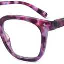 firstsense Reading Glasses for Men Women Blue Light Blocking with Spring Hinge, Blocking Readers Anti UV Ray Filter Eyeglasses, Square Computer Reader Glasses, Purple Tortoiseshell, +1.5