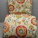 Pillow Perfect Bright Floral Indoor/Outdoor Split Back Chaise Lounge Cushion with Ties Plush Fiber Fill, Weather, and Fade Resistant, 72.5" x 21", Tan Fanfare