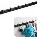 Wall Mounted Coat Racks with 6 Hooks Hanging Holder Towel Rack 21.7"x1.3" Modern Black Hanging for Clothes Entryway Bathroom (6 Hooks)