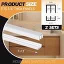 Landical 2 Sets Plastic Sliding Door Track Set for Cabinet Double Rails Panel Kit, 1/4" Thick Panels Glass Door Hardware System Window Track Quick Installation(4ft,White)