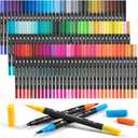 Mogyann Markers for Adult 100 Colors Dual Tip Pens with Fine and Brush Tip for Coloring and Calligraphy Drawing (Multicolor)