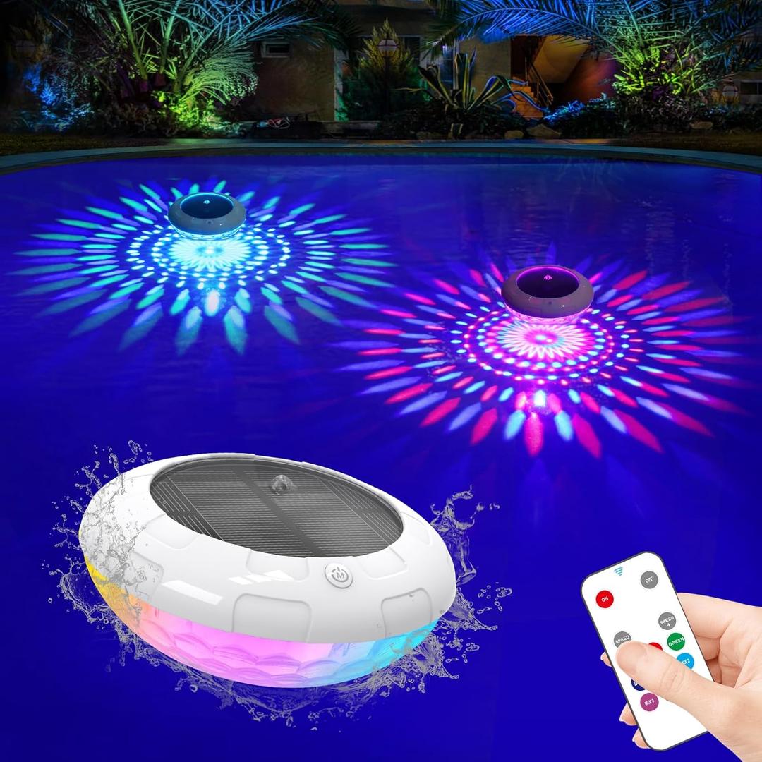 Floating Pool Lights Solar Powered, 6.5 Vibrant RGB Colors Pool Lights that Float with Dynamic Lighting Effects, Waterproof Float or Hang Solar Floating Light for Pool Hot Tub Garden Party(1)