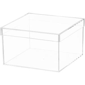 Dayaanee Clear Acrylic Box with Lid, Clear Acrylic Plastic Square Cube Containers Storage Box 7.9x7.9x7.9 Inches/200X200X200mm for Candy Pill and Tiny Jewelry Home and Outdoor