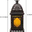 Candle Lanterns Decorative Indoor & Outdoor, 12'' Vintage Moroccan Hanging&Tabletop Lantern, Christmas Halloween Metal Candle Holder for Home Front Porch Patio Decor (Amber)