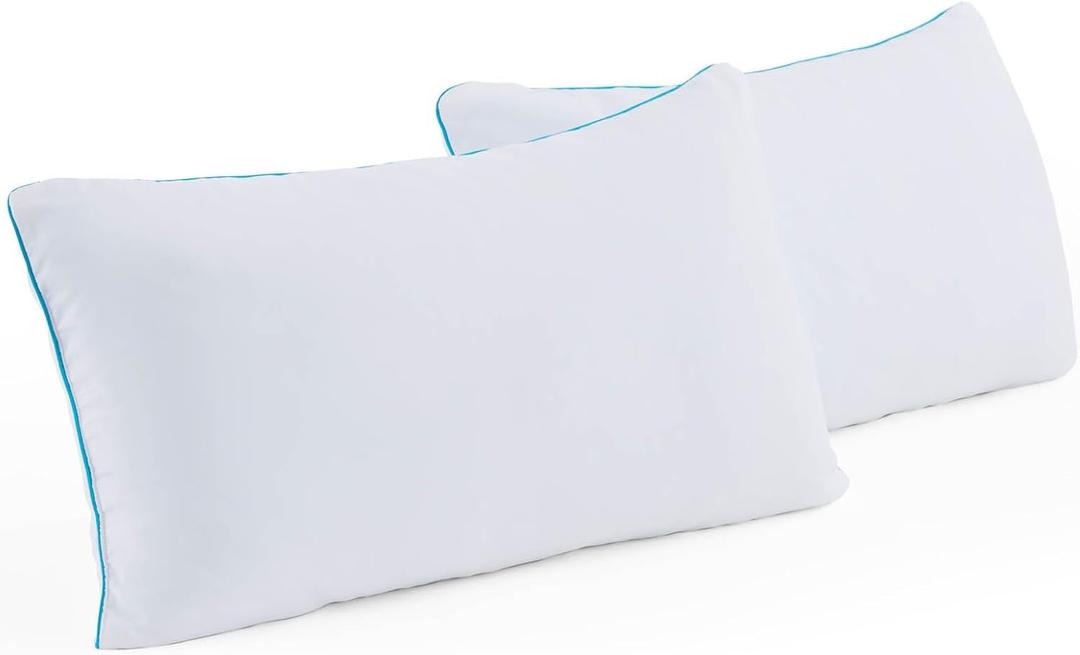 Linenspa Two Pack Shredded Gel Memory Foam Pillow, Standard Size  Cooling Bed Pillow  Soft and Supportive  Side, Stomach, and Back Sleepers  Pack of 2  CertiPur Certified (White)