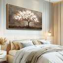 Wapluam Tree Of Life Wall Art,Neutral Abstract Canvas Painting Art Prints,Framed Wall Art,Wall Decor For Living Room,Nature Plant Modern Pictures For Bedroom Bathroom Dining Room Office Artwork 20x40