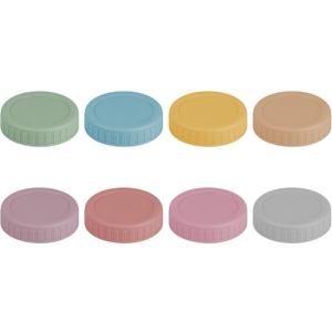 Vaincre 8PCS Mason Jar Lids - Colored Plastic Mason Lids Regular Mouth, Leak Proof Canning Covers with Silicone Rings for Ball, Kerr and More, Reusable Can Tops Caps Covers for Jars