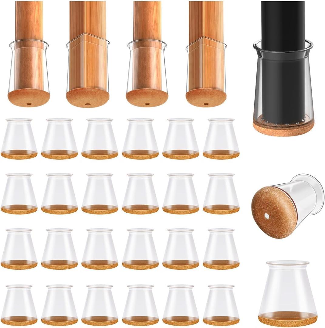 Ansible 24 pcs Chair Leg Floor Protectors, Silicone Felt Furniture Leg Pads Caps Covers for Hardwood Floors (Fit Round Diameter 1-5/16" to 2")