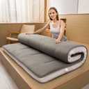 MAXYOYO Futon Mattress, Padded Japanese Floor Mattress Quilted Bed Mattress Topper, Extra Thick Folding Sleeping Pad Breathable Floor Lounger Guest Bed for Camping Couch, Dark Grey, Full