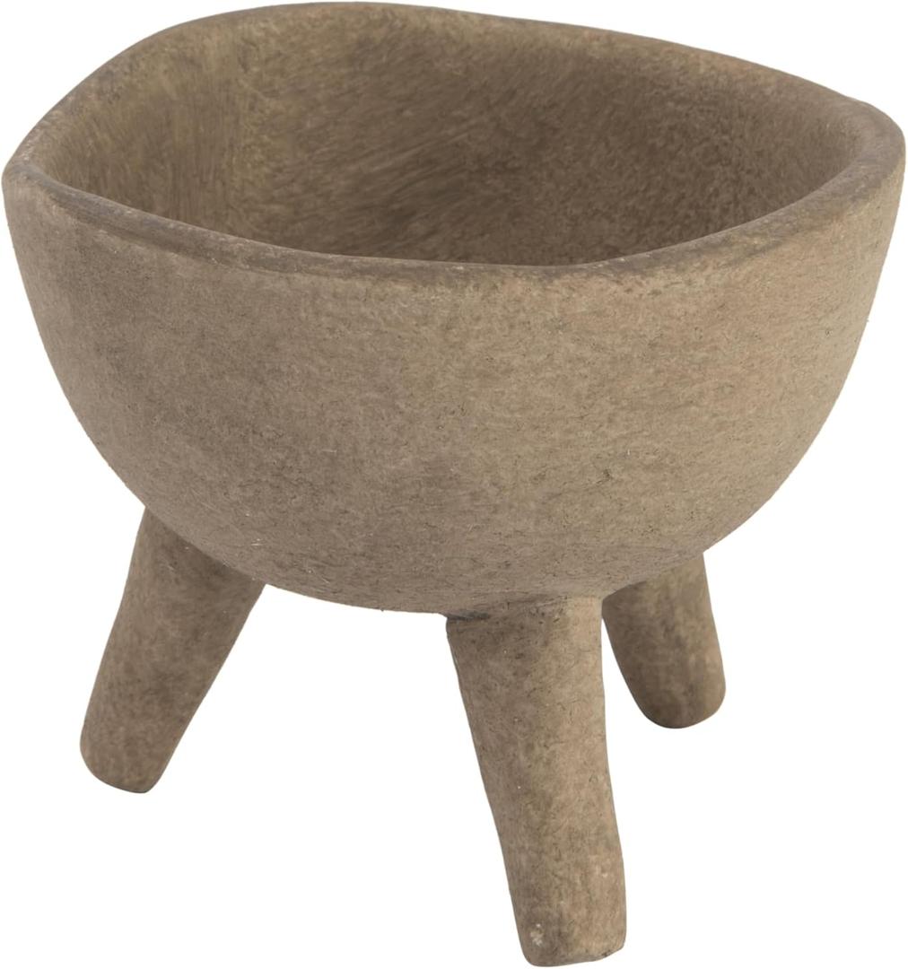 Creative Co-Op Boho Terracotta Footed Bowl with Organic Edge, Matte Taupe (3")