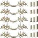 JUXYES Pack of 5 European Style Vintage Cabinet Handles Pulls, Antique Decorative Dresser Drawer Pulls Retro Drawer Pull Handles Knobs for Cupboard Cabinet (Antique Silver)