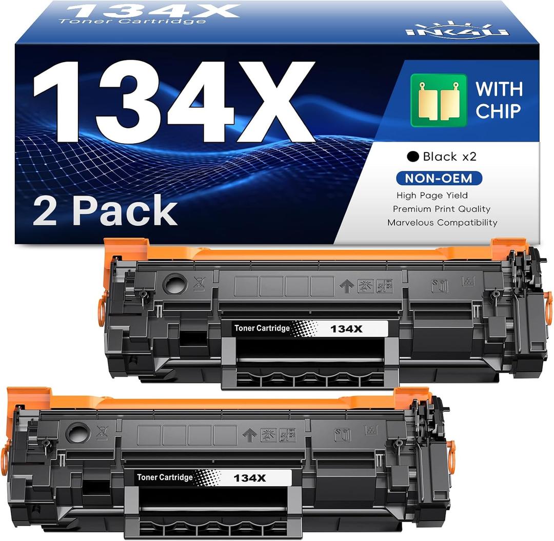 INK4U 134X Black Toner Cartridge (with Chip) Compatible Replacement for HP 134X Toner W1340X 134A W1340A Toner Cartridges to Use with LaserJet M209dw MFP M234sdw M234dw M234sdn Printer (2-Pack)