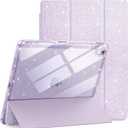 JETech Glitter Case for iPad Air 13-Inch M4/M3/M2 (2026/2025/2024) with Pencil Holder, Cute Sparkly Slim Cover for Kids and Girls, Shiny Clear Back Shell (Purple)