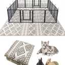 BNOSDM 91" X 63" Washable Bunny Cage Liners Large Rug for Rabbits Large Non Slip Pad for Bunnies Resuable Rabbit Liner for Chinchillas Cats