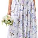 KUTUMAI Floral Corset Long Maxi Dress Lace Up Flowy A Line Summer Wedding Guest Dresses for Women Sundress with Pockets (XL)