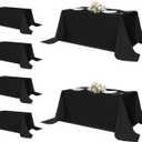 sancua 90x132 Inch 6 Pack Black Tablecloth, Rectangle Table Cloth for 6 Feet Table Stain and Wrinkle Resistant Washable Polyester Cover Dining Wedding Banquet Party Buffet Restaurant