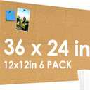 MaxGear Large Cork Board for Wall 36" x 24", 6 Pack Cork Board Tiles with 20 Pushpins & Safe Removable Adhesive Tabs, 12" x 12" Corkboards for Office, School & Home