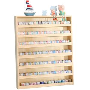 7 Layers Wood Washi Tape Box Organizer and Storage with Hanging Hook, Desktop Tape DIY Sticker Roll Holder, Divider Closet Container Holder for Sewing and Thread