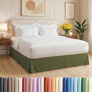 Pleated Bed Skirt Queen Size - 3 Sided Pleated Bed Skirt Queen - Ultra-Soft, Easy Fit with 15 Inch Tailored Drop - Hotel Quality, Wrinkle & Fade Resistant - For Women, Men, Kids and Teens - Sage Green