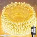 Connectable 200 LED Christmas Lights Indoor Outdoor with Timer, 66FT 13 Modes Warm White String Lights Waterproof, Twinkle Fairy Lights Plug in Clear Wire for Christmas Tree, Bedroom, Classroom Decor