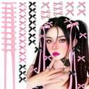 40Pcs Y2K Hair Clips Set Colorful Bow Hair Clips 4 Shaped Metal Snap Hair Accessories Satin Mini Hair Bow Clips for Women Girls(Pink)