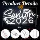 Huquary Senior 2026 Neon Sign Graduation Neon Sign Dimmable LED Grad Light up Backdrop Decor for Graduation Party Decoration Class of 2026 Celebrations Senior Night Party Photo Props