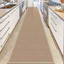 15ft Natural Jute Hallway Runner Rug Non Slip Washable, Rubber Backed Long Khaki Indoor Entryway Runner, Absorbent Kitchen Carpet Sink Rug