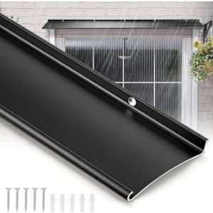 Door Rain Drip Guard Aluminum 4" Extra-Wide, Heavy Duty Thickened Door Rain Deflector 40” Long, Overhead Drip Cap & Drip Edge Weather Shield for Doors, Windows, RV, Camper and Exterior Use