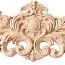 Wood Appliques Onlays, Long Wood Carved Appliques 31.4 * 7.8inch Set for Wall Door Cabinet Mirror Closet Wardrobe Dresser Mantel Staircase DIY Project