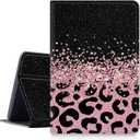 Pink Glitter Leopard Case Compatible with Amazon Fire HD 10 10.1-Inch Tablet (7th Generation and 9th Generation,2017 and 2019 Release), Smart Folding Stand Cover with Auto Wake/Sleep
