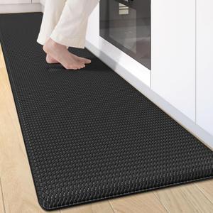 Kitchen Mats for Floor Cushioned Anti Fatigue, Runner Rug Waterproof, Memory Foam Padded for Standing, 17x79, Black