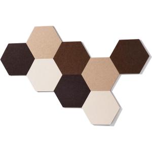 LAJAR 8 Pcs Self Adhesive Felt Bulletin Board Tiles (Large), Hexagon Color Felt Pin Board Wall Tiles for Photos, Pictures, Memos (Camel Large)