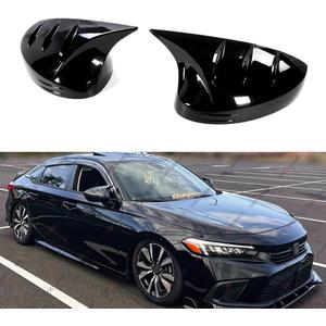 WheelX 2Pcs Rearview Mirror Covers Caps Compatible with 2022-2025 Honda Civic, Horn Style Driver & Passenger Side Mirror Protection (Glossy Black)