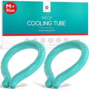 Medi Grade Neck Cooling Tube - Reusable, Instant Cooling Neck Ring - Mess-Free, Lightweight & Portable Ice Ring - No Power Needed - for Summer Heat Relief - 2 x Medium - 5.6 x 6.7