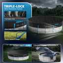 16 Foot Round Winter Pool Cover, 3-in-1 Super Windproof System, Upgraded Seamless Side Design with Fast Ratchet Tie Downs, 420D Oxford Fabric for Above Ground Pool - All Season Use
