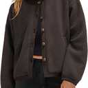 Yanekop Womens Sherpa Jacket Button Down Fleece Winter Coat Fuzzy Jackets Chunky Cardigan Sweaters Open Knit Sweater (Medium, Dark Brown)