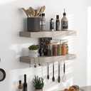 Floating Shelves - Rustic Grey Storage Shelf Set of 2 - 16 Inch Wall Mounted Shelves for Wall Decor & Storage - Wooden Shelves with Invisible Brackets for Living Room, Bedroom, Kitchen, Farmhouse