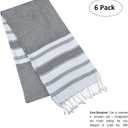 GLAMBURG Peshtemal Turkish Beach Towel Cotton Oversized 36x71 Set of 6 for Adults, Soft Durable Absorbent Extra Large Hammam Bath Sheet - Navy Blue