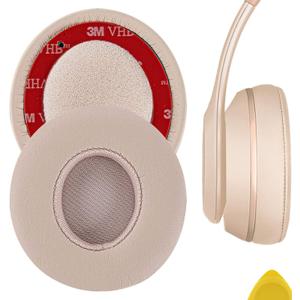 Geekria Replacement Ear Pads for Beats Solo 2 (B0534) & Solo 3 (A1796) Wireless On-Ear Headphones Ear Cushions, Repair Parts (Matte Gold)