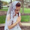 Merroyal First Holy Communion Veil Floral and Lace Veil for Girls,White,37 Inches