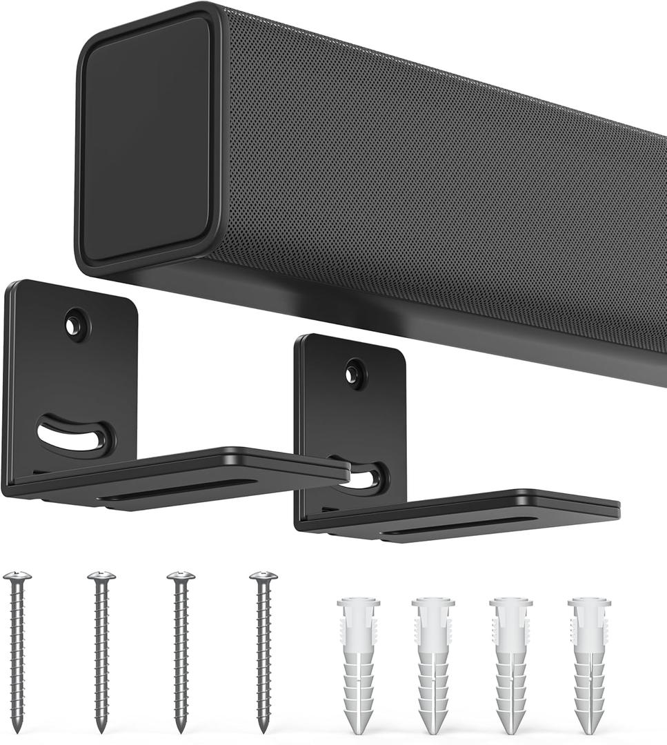 USX MOUNT Soundbar Mount for Samsung, Sony, LG, Vizio, Bose, Onn & More Sound Bar Mounts-Universal Soundbar Mounting Bracket Under TV, Floating Speaker Wall Mount 1 Pair Soundbar Shelf (Soundbar Mount up to 30 lbs)