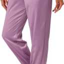 Allegra K Women's Drawstring Elastic Waist Athleisure Pants Ankle Length Satin Joggers with Pocket X-Large Dull Purple