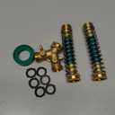 Triumpeek 3/4" Brass 2 Way Hose Splitter, Brass 2 Way Garden Hose Connector with 2 Pcs Garden Hose Coiled Spring Protectors and 6 Rubber Washers