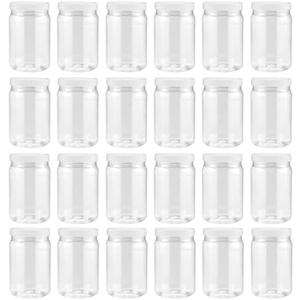 SMART SOLUTIONS Clear Plastic Mason Jars (18 oz 24 pack) | With Screw-On Airtight Lids | Refillable | No BPA | Perfect for Crafts, Herbs, Slime, Food & Liquids | Made in USA