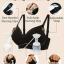Pumping Bra Hands Free Adjustable V Neck Nursing and Pumping Bra with Nursing Pads Holding Breast Pumps (L)
