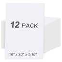 MYFAMIREA 12 Pack White Foam Board 16" x 20", 3/16" (5MM) Thick Board Poster Acid-Free Foam Core, Double Sided Foamboard Sheets for Projects, Art, Craft, Presentations and Wedding Signage
