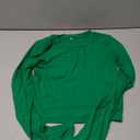 Artfish Women's Round Neck Long Sleeve Knit Ribbed Fitted Crop Top Casual Basic Shirts (Kelly Green)
