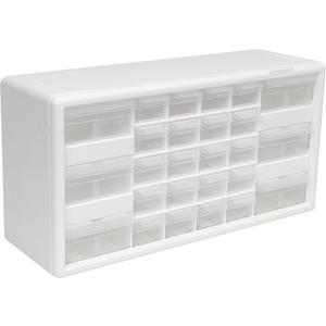 Akro-Mils 26-Drawer Plastic Drawer Storage Cabinet for Garage Organization, Bead Organizer, Building Bricks Storage, Teacher Toolbox, Makeup Organizer, 20" W x 6" D x 10" H, 10124 White
